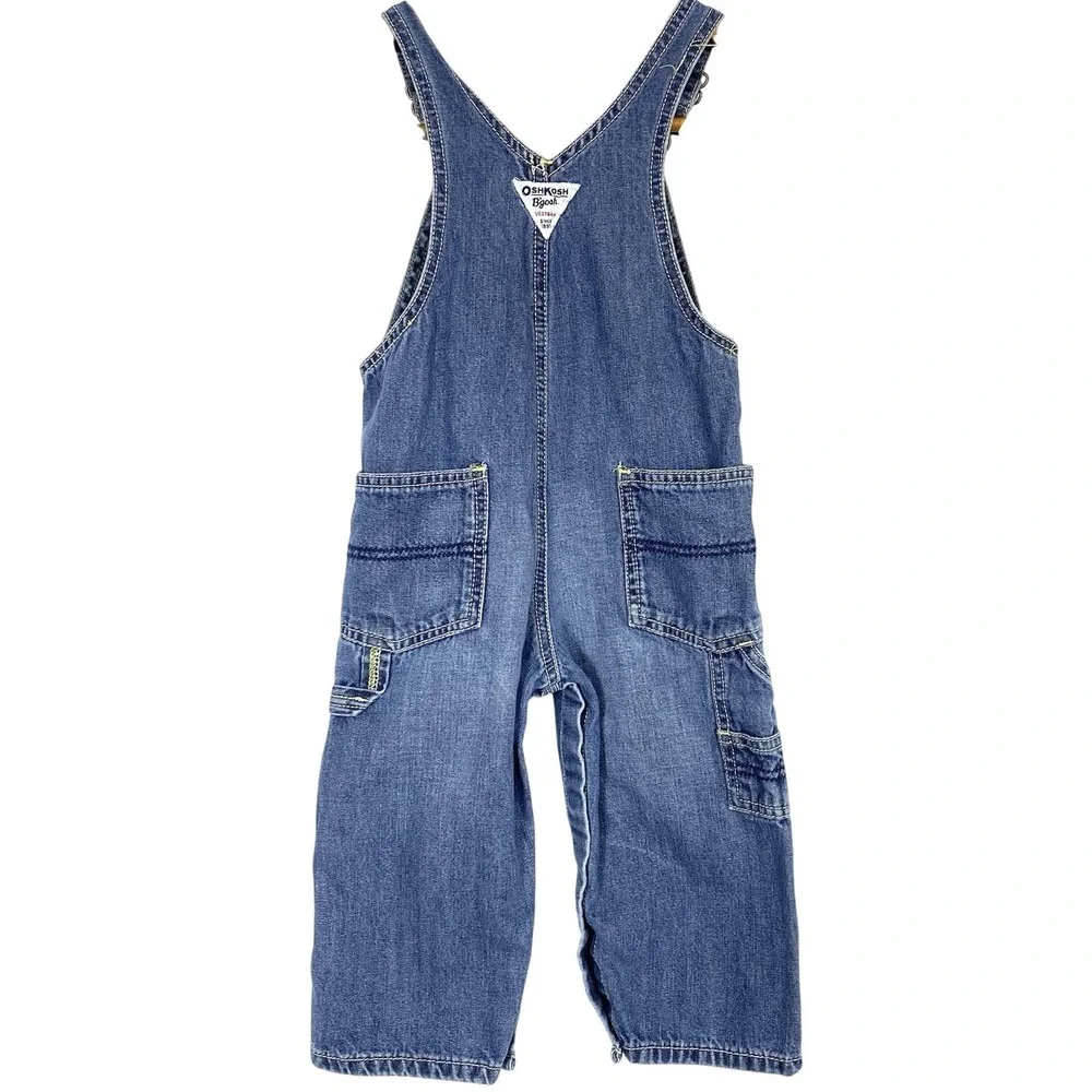 VTG 80's Oshkosh B'Gosh 18 Month Vestbak Blue Denim Bib Jean Overalls‎ Snap USA